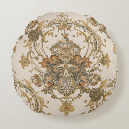 Almofada Redonda Classic, Luxury Ornament, Gold Beigi Grey