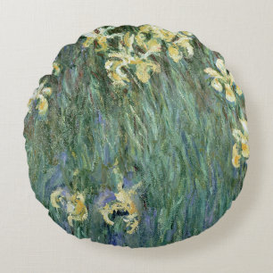 Almofada Redonda Claude Monet as íris amarelas