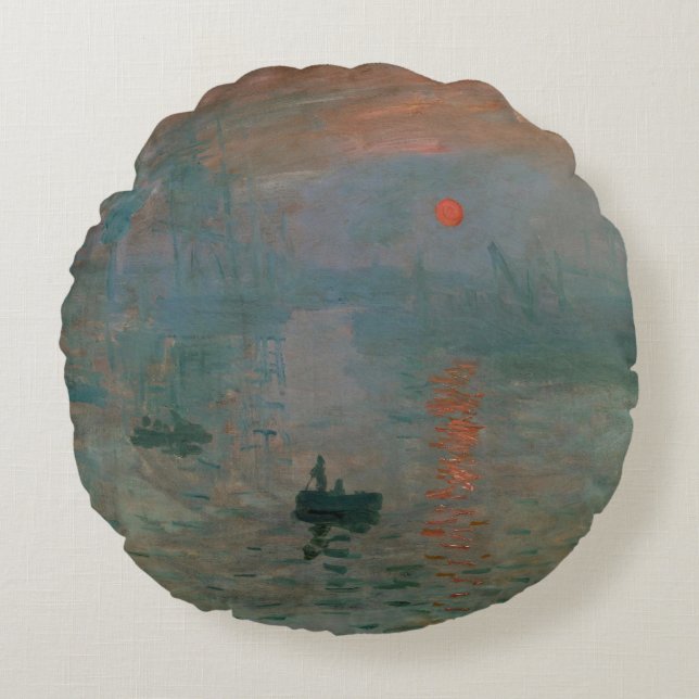 Almofada Redonda Claude Monet Impressão do Nascer do Sol Impressão  (Frente)