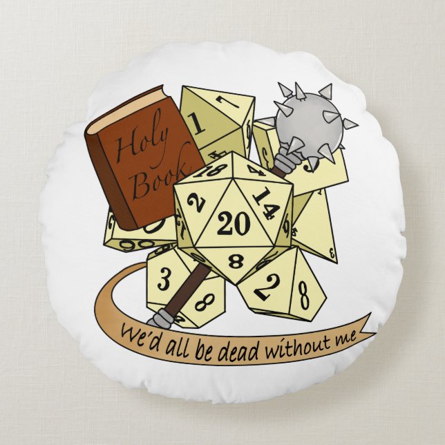Almofada Redonda Cleric Dice Design (Frente)