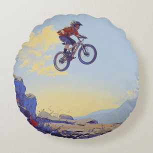 Almofada Redonda Cliff Jumping BMXer- Design do Cavaleiro BMX