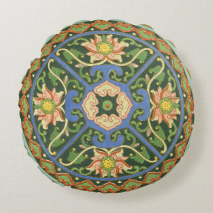 Almofada Redonda Cloisonte China Patter Asiático Oriental