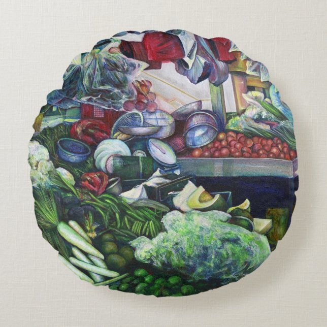 Almofada Redonda Clube Vegetal Encontra-se Aqui (Frente)