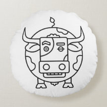Clueless Bull Abstract Round Pillow