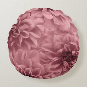 Almofada Redonda Cluster de oito Mauve Dahlias Floral