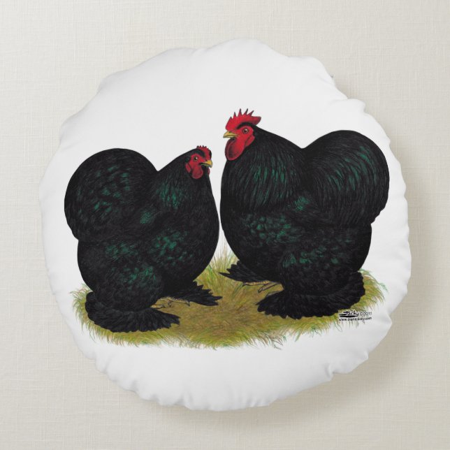 Almofada Redonda Cochins Black Bantam Pair (Verso)