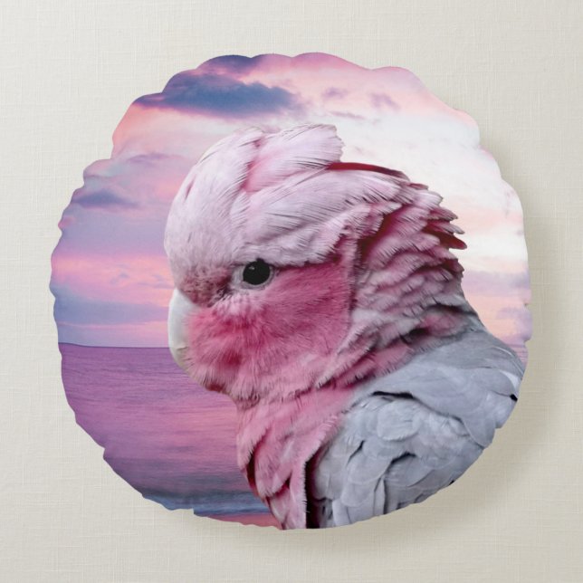 Almofada Redonda Cockatoo de Galah (Frente)
