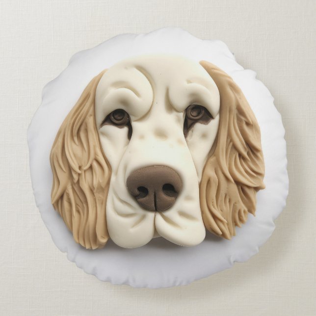 Almofada Redonda Cocker Spaniel Cachorro 3D Inspirado (Verso)