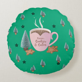 Almofada Redonda Cocoa, Cookies & Calm – Pastel Christmas CoT-Shirt