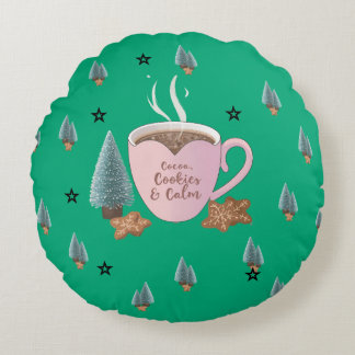 Almofada Redonda Cocoa, Cookies & Calm – Pastel Christmas CoT-Shirt