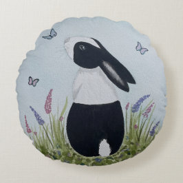 Almofada Redonda Coelho coelho holandês de cor aquática
