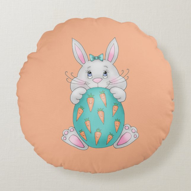 Almofada Redonda Coelho da Páscoa (Frente)