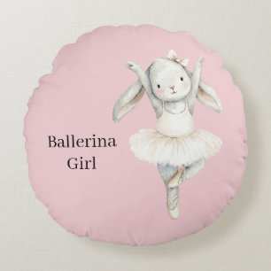 Almofada Redonda Coelho Menina Bailarina Rosa em Tutu