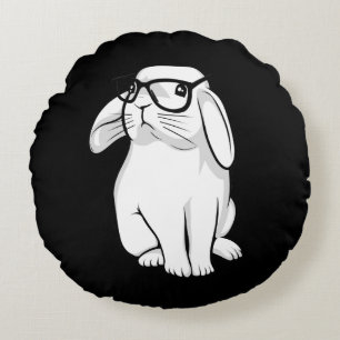 Almofada Redonda Coelho Nerdy Coelhinho Bonito Pet Com Óculos