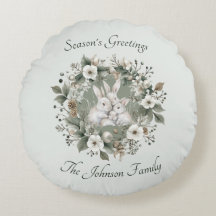 Coelhos bonitos numa coroa floral de inverno