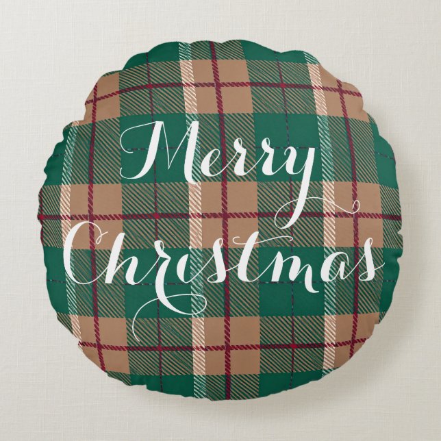 Almofada Redonda Cojín Clásico a Cuadros  (Frente)