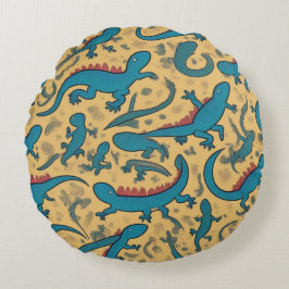 Almofada Redonda Cojín Decorativo con Diseño de Lagartijas