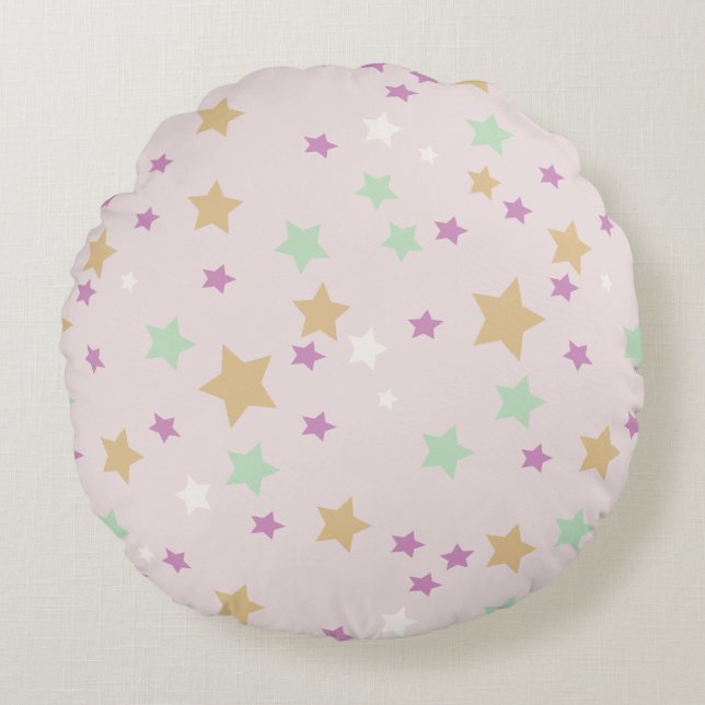 Almofada Redonda Cojín redondo con diseño de estrellas. (Frente)