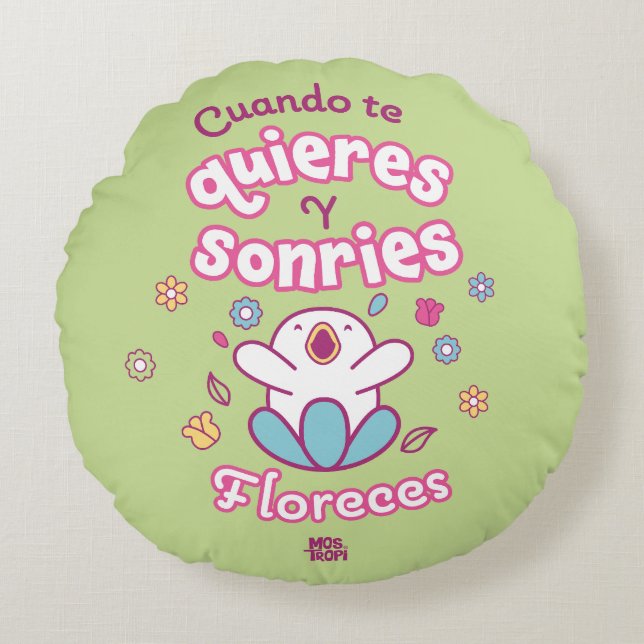 Almofada Redonda Cojín redondo│Cuando te quieres y sonries (Frente)