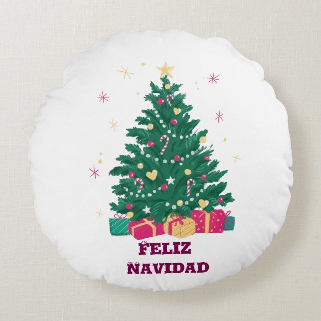 Almofada Redonda Cojines navideños (Frente)
