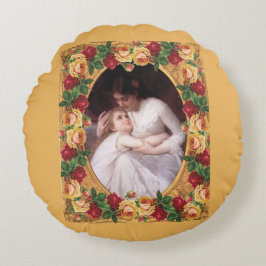 Almofada Redonda Colagem Vintage Retro com rendas e flores