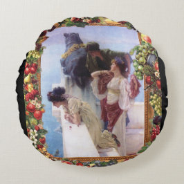 Almofada Redonda Colagem Vintage Retro com rendas e flores