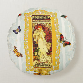 Almofada Redonda Colagem Vintage Retro com rendas e flores