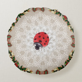 Almofada Redonda Colagem Vintage Retro com rendas e flores