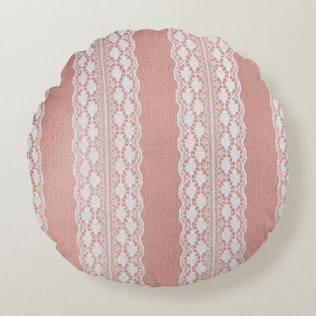 Almofada Redonda Colar fora do branco no pano do Ouro metálico Text (Frente)