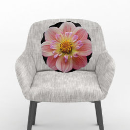 Almofada Redonda Colaretta rosa-rosa Dahlia na Floral Negra