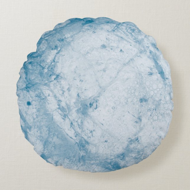 Almofada Redonda Colchão floral branco e azul (Frente)