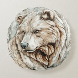 Almofada Redonda Coleção de Eternos e guinchos selvagens do urso Gr