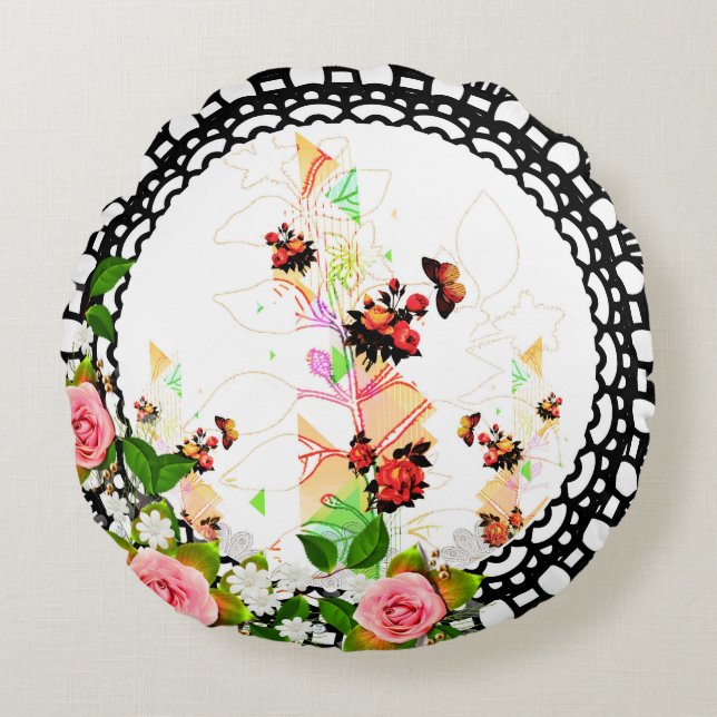 Almofada Redonda Collage vintage (Frente)