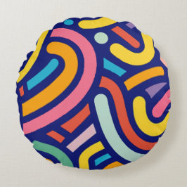 Almofada Redonda Colorful Abstract Lines Pillow