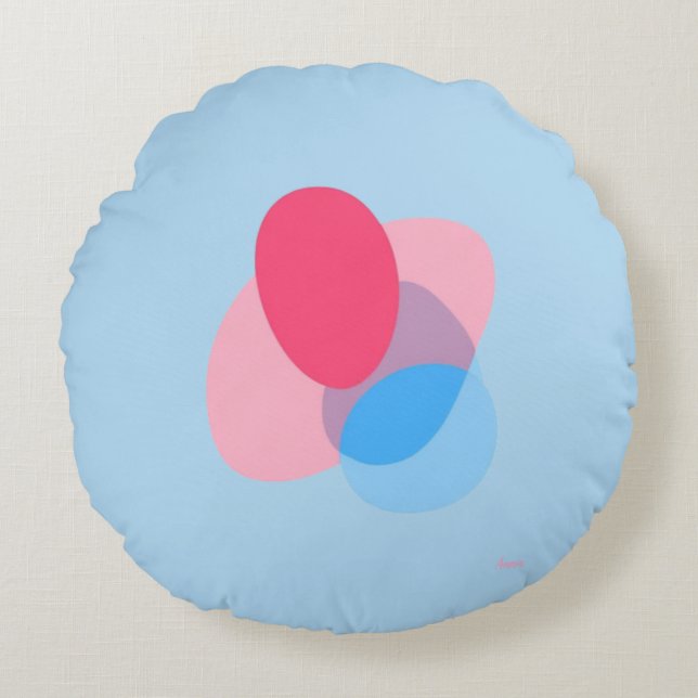 Almofada Redonda Colorful Abstract Throw Pillow (Frente)