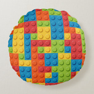 Almofada Redonda colorful bricks kids pattern