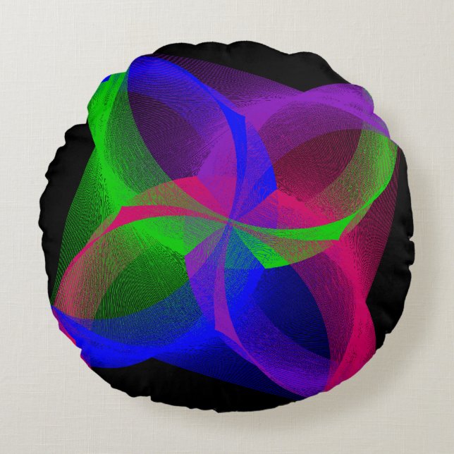 Almofada Redonda Colorful Geometric Circular Blend Round Pillow (Frente)