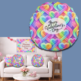 Almofada Redonda Colorful Modern Hearts Pattern Valentine’s Day