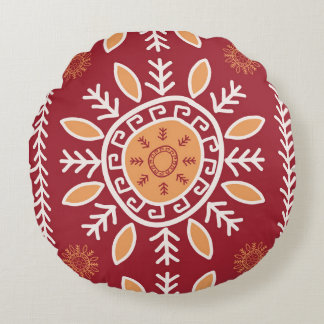 Almofada Redonda Colorful Red, Simple Tribal Pattern, Round Pillow