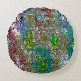 Almofada Redonda Coloridos com ranhuras e tinta manchada esfolada