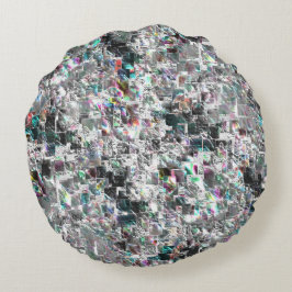 Almofada Redonda Coloridos parecem recortes de dvd quadrados, mosai
