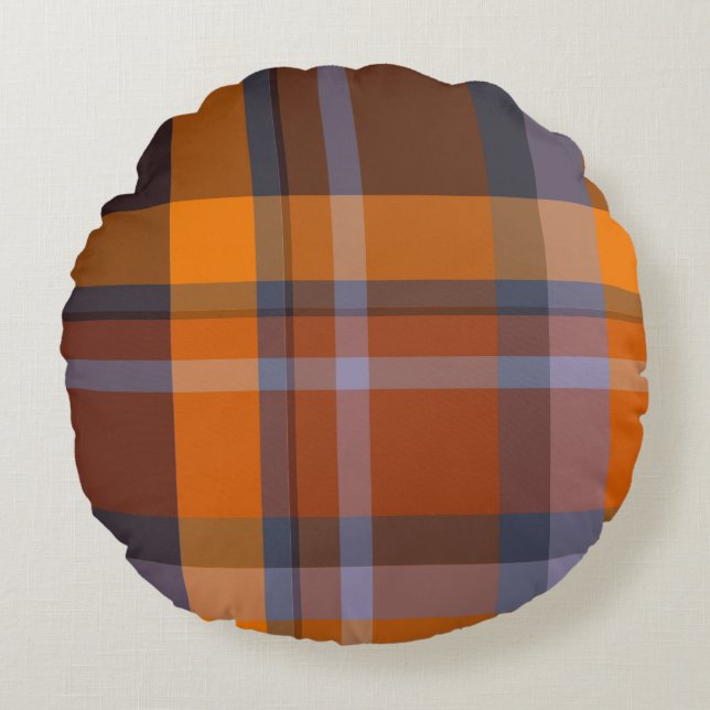 Almofada Redonda Colorir Tartan (Frente)