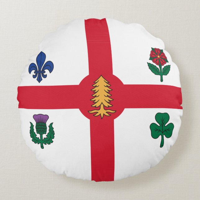 Almofada redonda com a bandeira de Montreal, Canad (Frente)