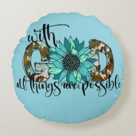 Almofada Redonda Com Deus em Travesseiro