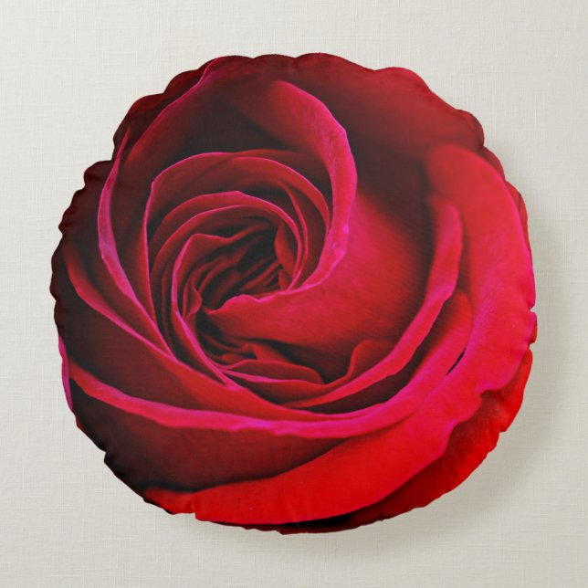 Almofada Redonda com Estampa Rosa Vermelha (Frente)