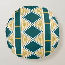 Almofada Redonda com Grade de Triângulo Neo-Deco