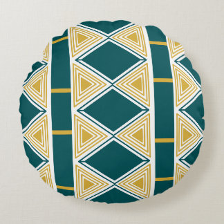 Almofada Redonda com Grade de Triângulo Neo-Deco