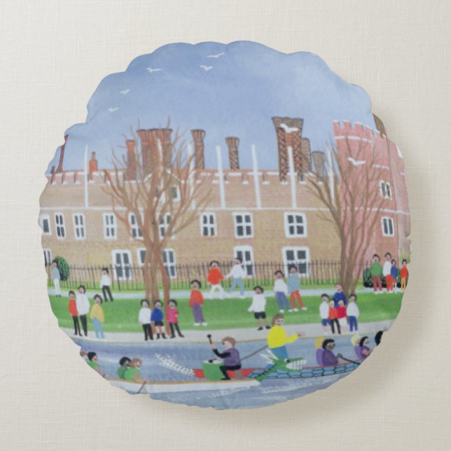 Almofada Redonda Competência de barco do dragão no Hampton Court (Frente)