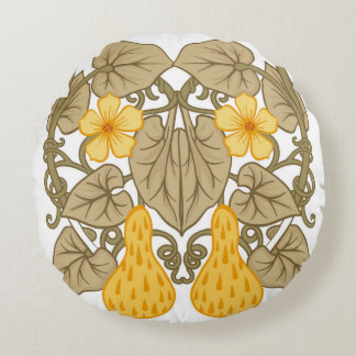 Almofada Redonda Composição da flor. Elementos no estilo art nouvea