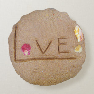 Almofada Redonda conchas Amor no travesseiro de praia